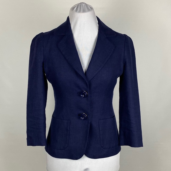EUC Kate Spade Alix Blazer in French Navy Size 0 - Picture 2 of 8